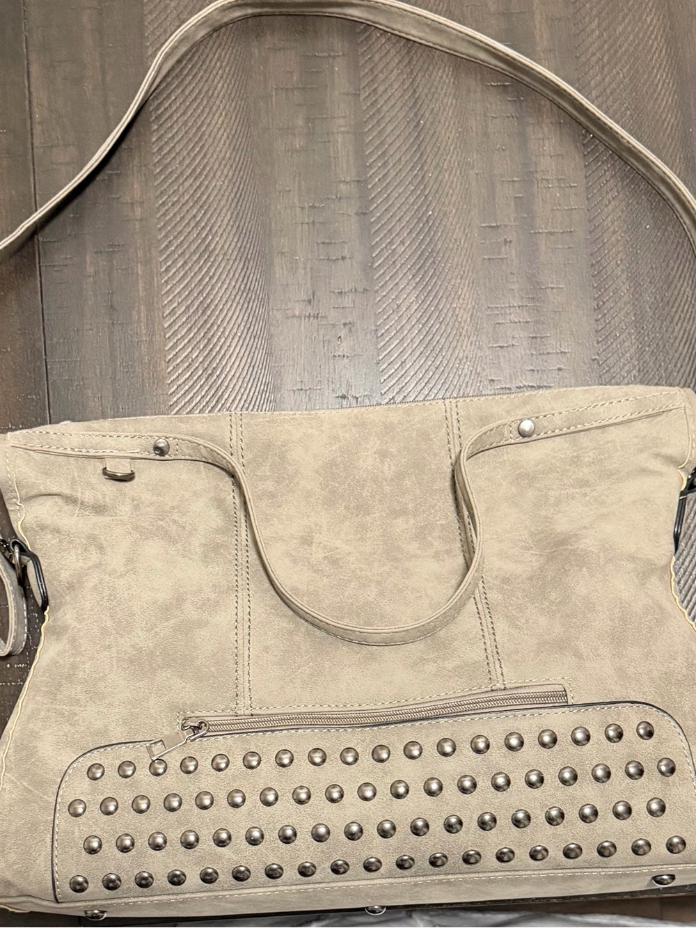 Stylish Taupe Studded Women’s Shoulder Bag